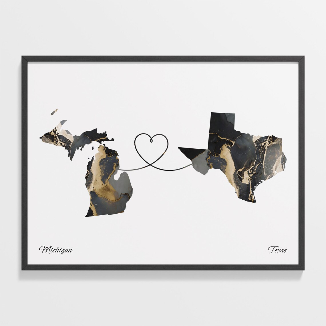 Michigan To Texas Travel Map Poster, Friendship
