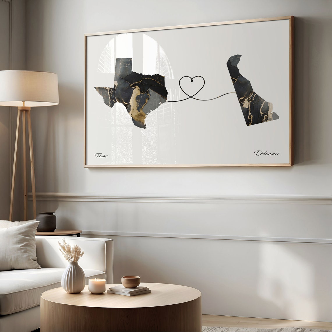 Texas To Delaware Print Delawarean Gift Marble Two Countries Map Poster Travel Art Adventure Awaits C22 1255 - Image 2