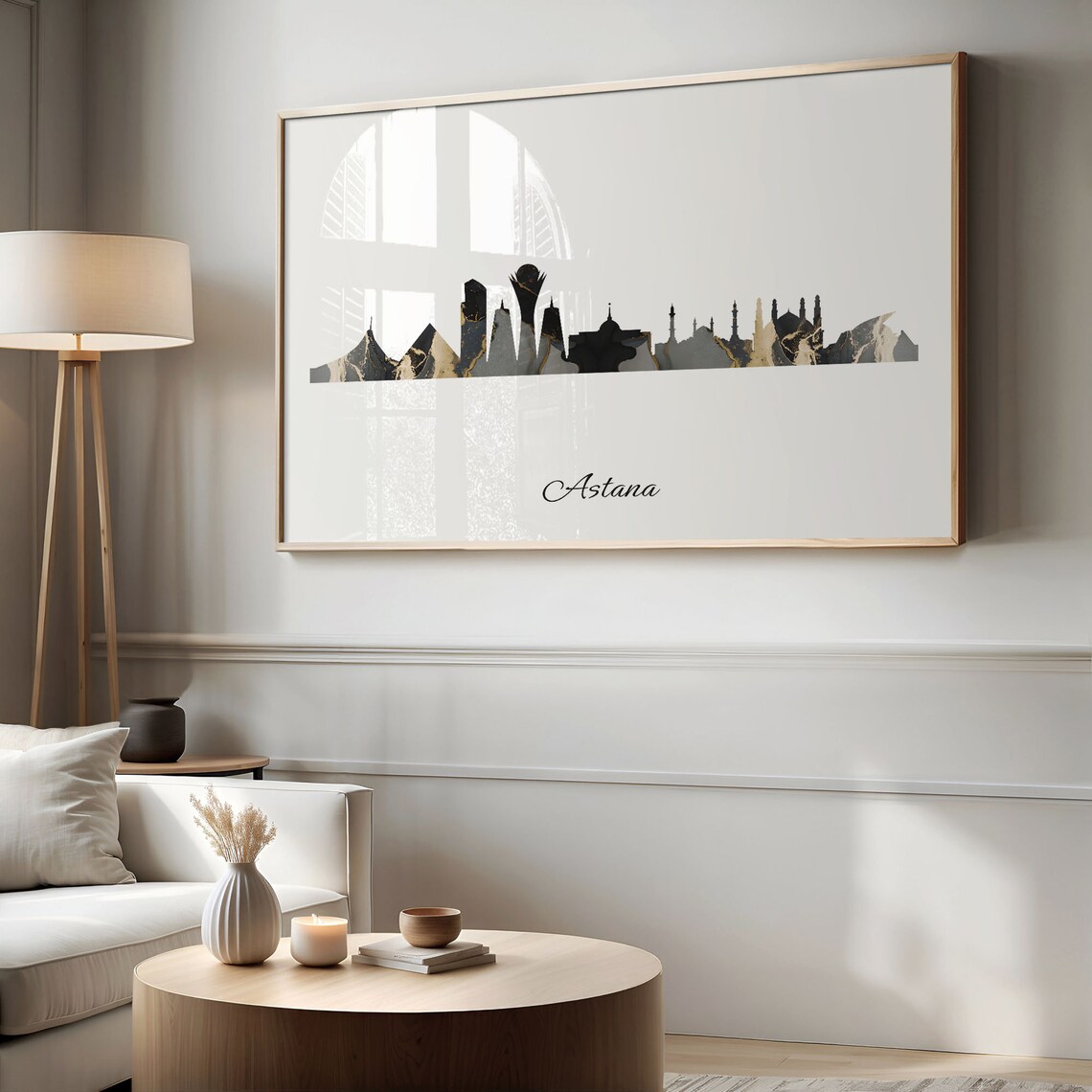 Astana Black Gold Marble Skyline Kazakhstan Cityscape Travel Gift Poster - Image 2