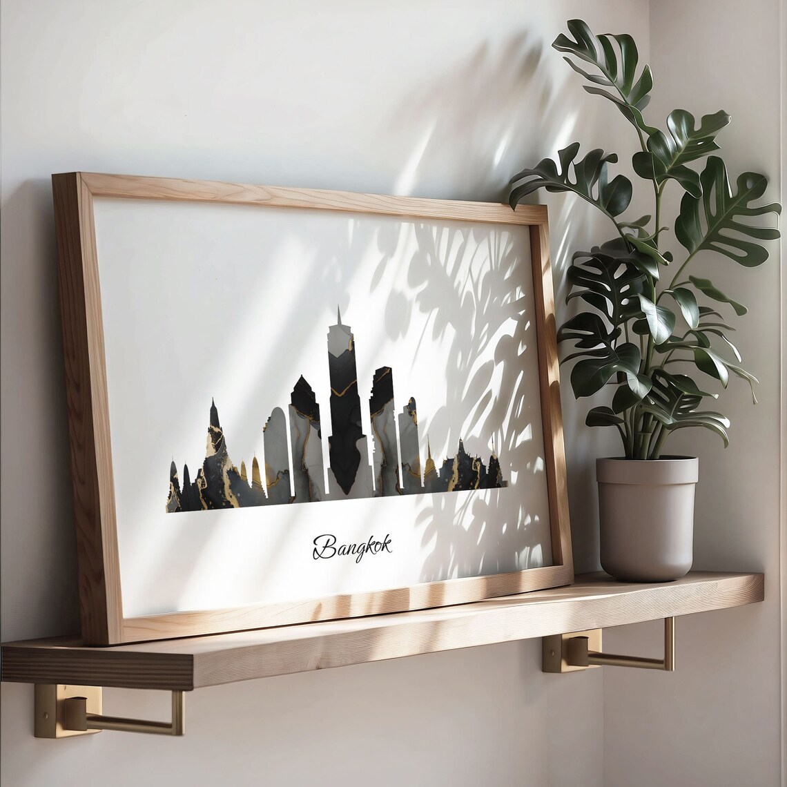 Bangkok Thailand Marble Skyline Black Gold Minimalist Cityscape Poster - Image 3