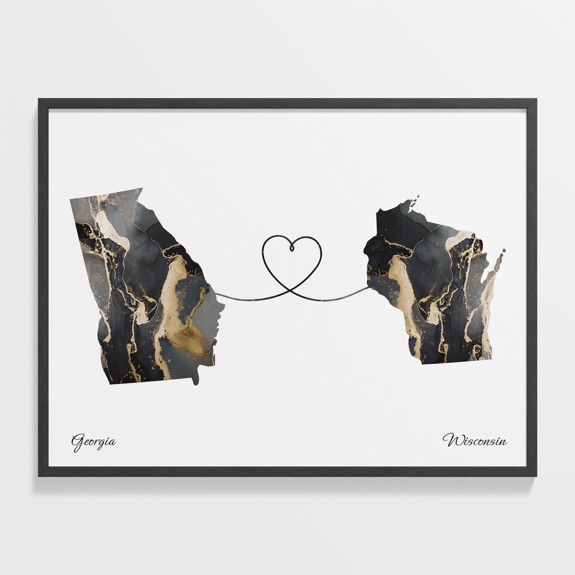 Georgia To Wisconsin Travel Poster, Two Countries Map