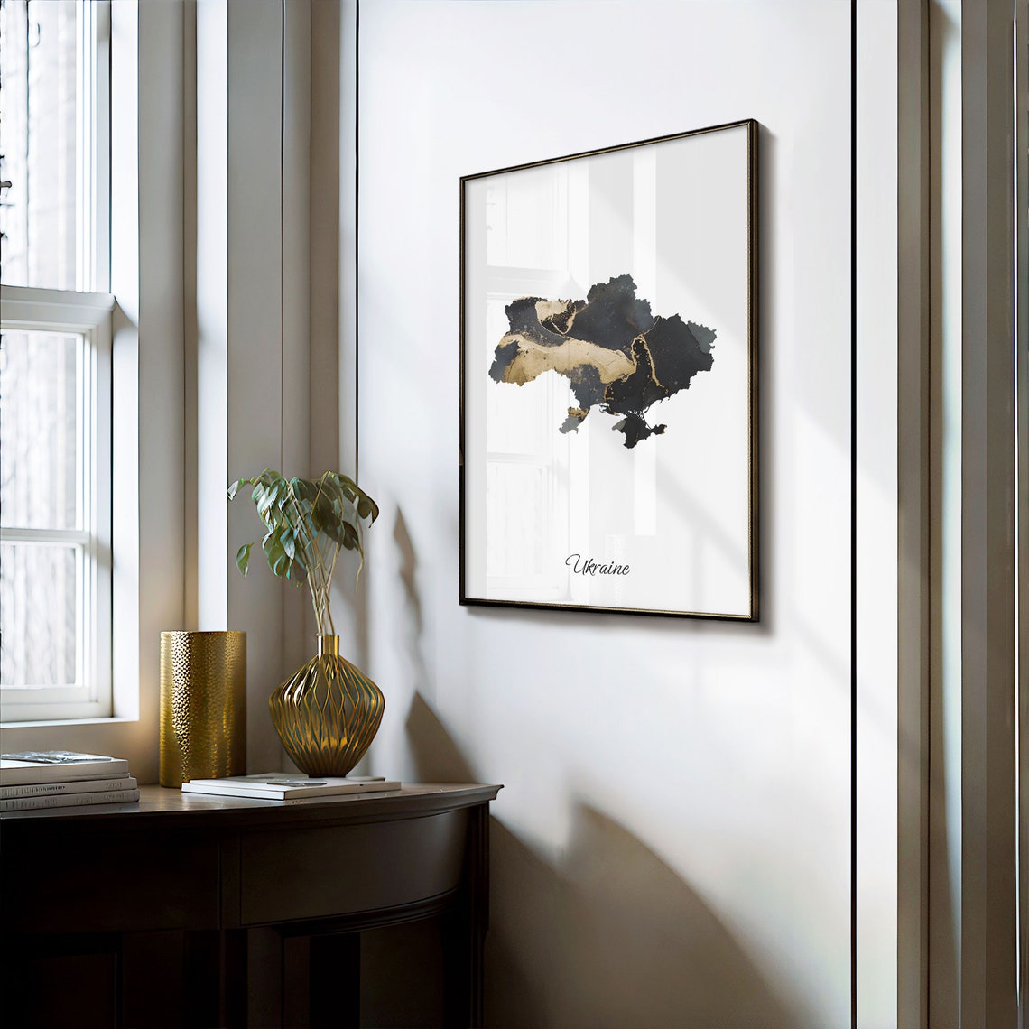 Ukraine Black And Gold Marble Map Minimalist Elegant Art Poster - Image 3