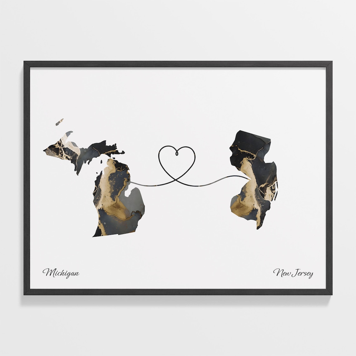Michigan To New Jersey Travel Map Poster