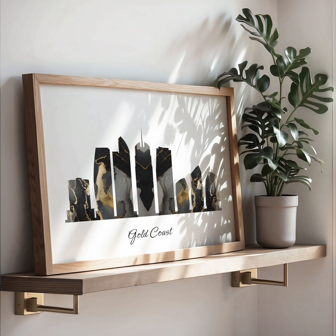 Gold Coast Australia Black Gold Marble Skyline Silhouette Cityscape Poster - Image 3