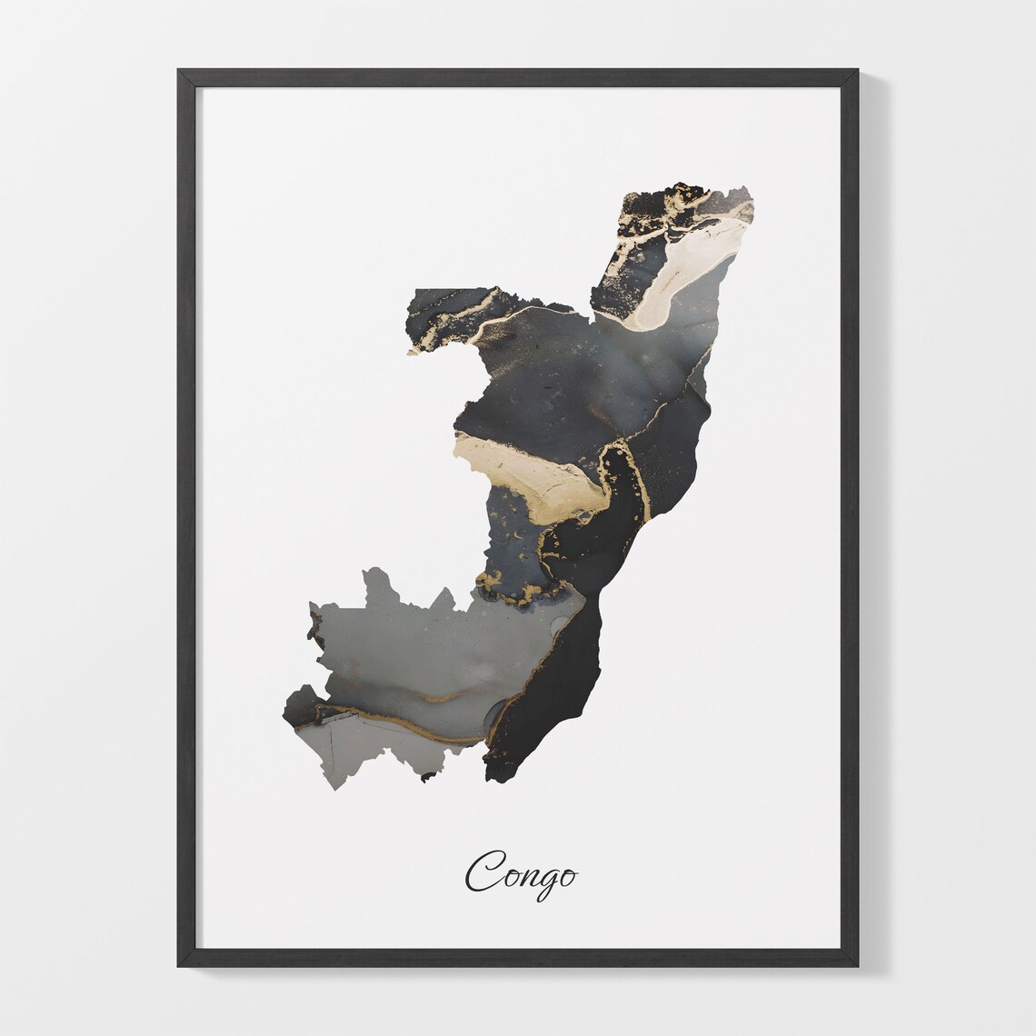 Congo Map Poster, Elegant Country Travel Art