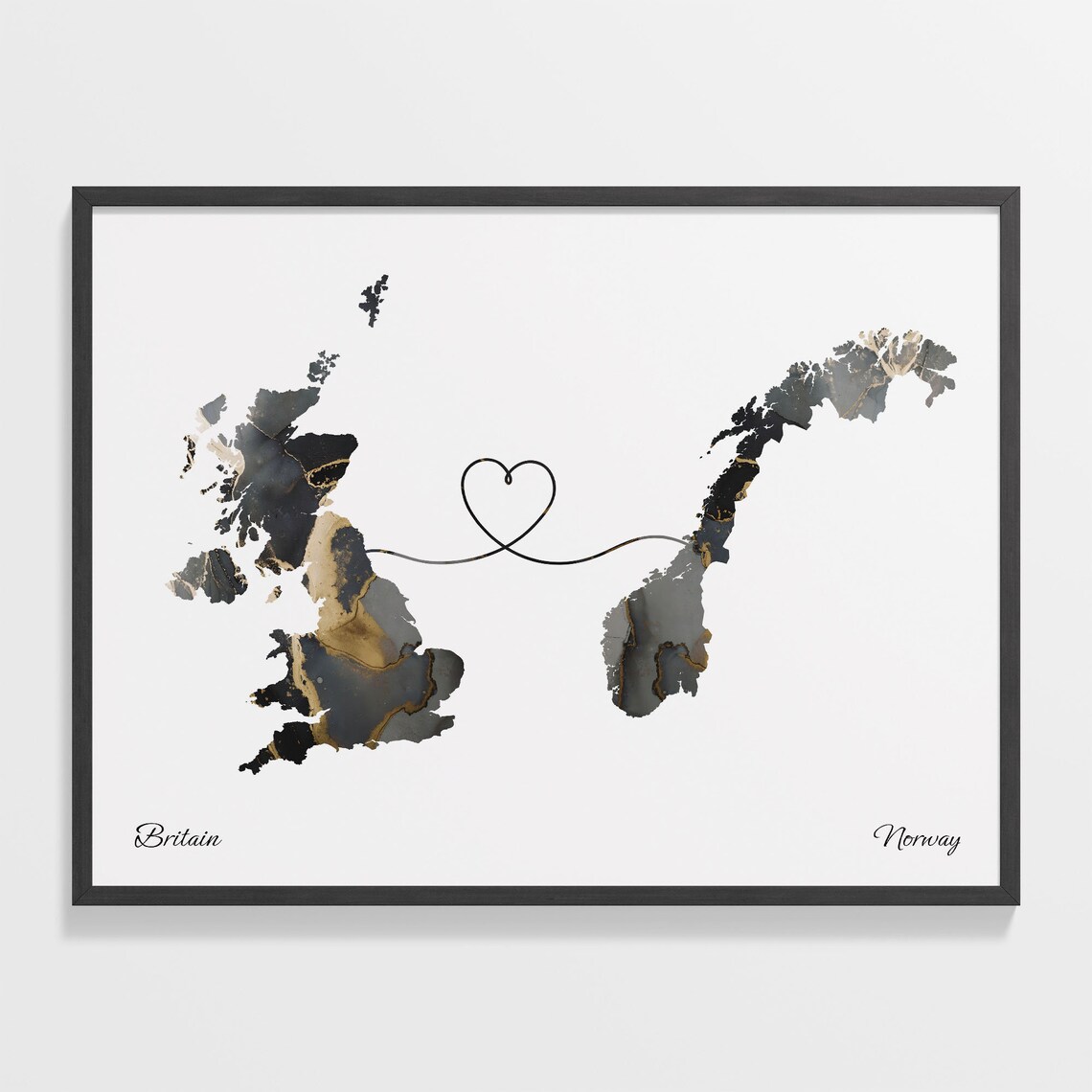 Britain To Norway Map Poster, Travel Print