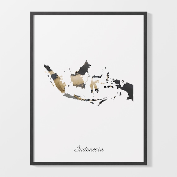 Indonesia Black and Gold Marble Country Map Elegant Decor Poster