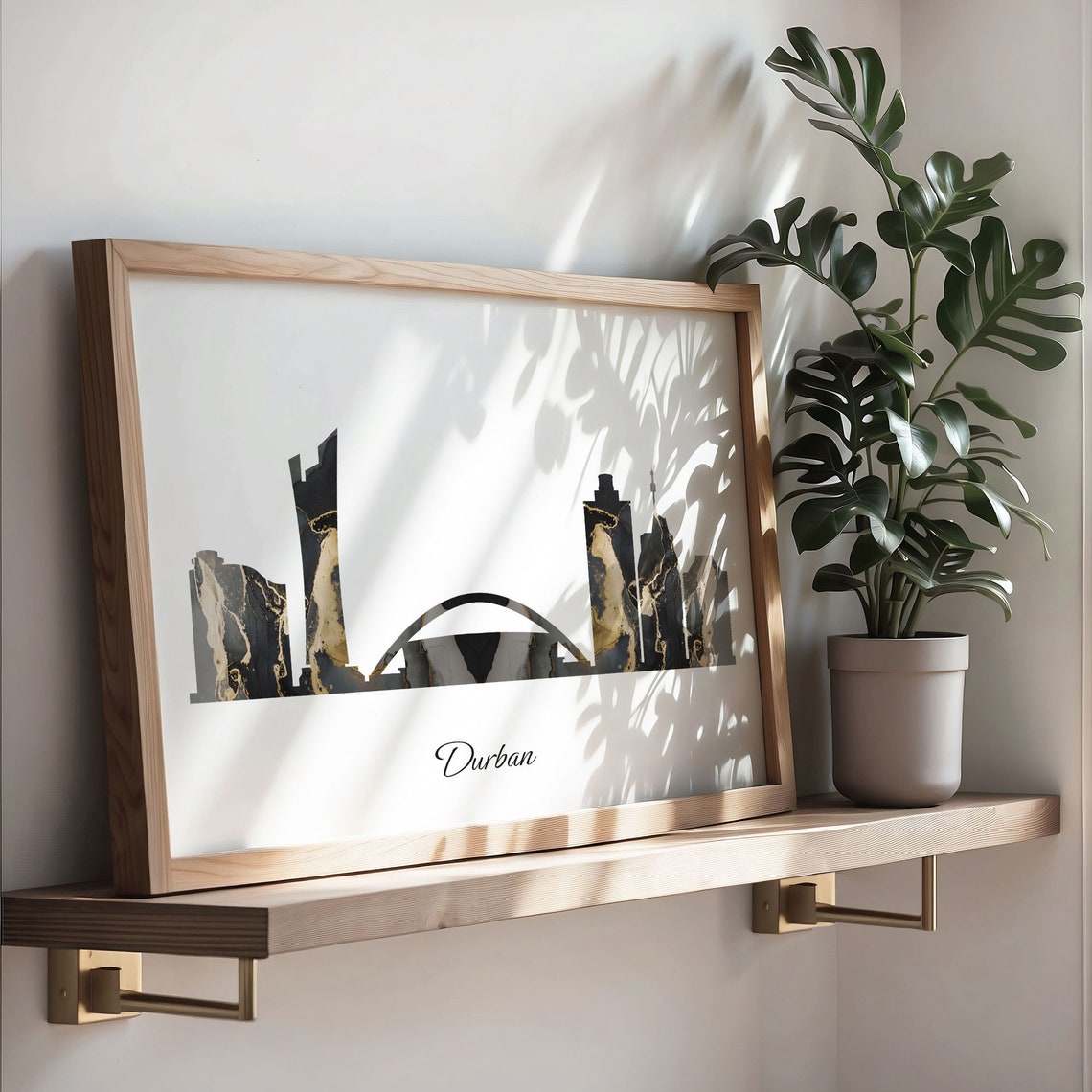Durban Luxury Black Gold Marble City Skyline Silhouette Poster - Image 3