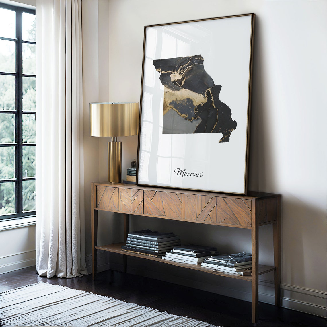 Missouri Black And Gold Marble Map Minimalist Elegant Art Poster - Image 4