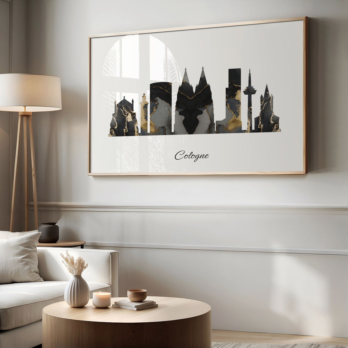 Cologne Luxury Black Gold Marble City Skyline Silhouette Poster - Image 2