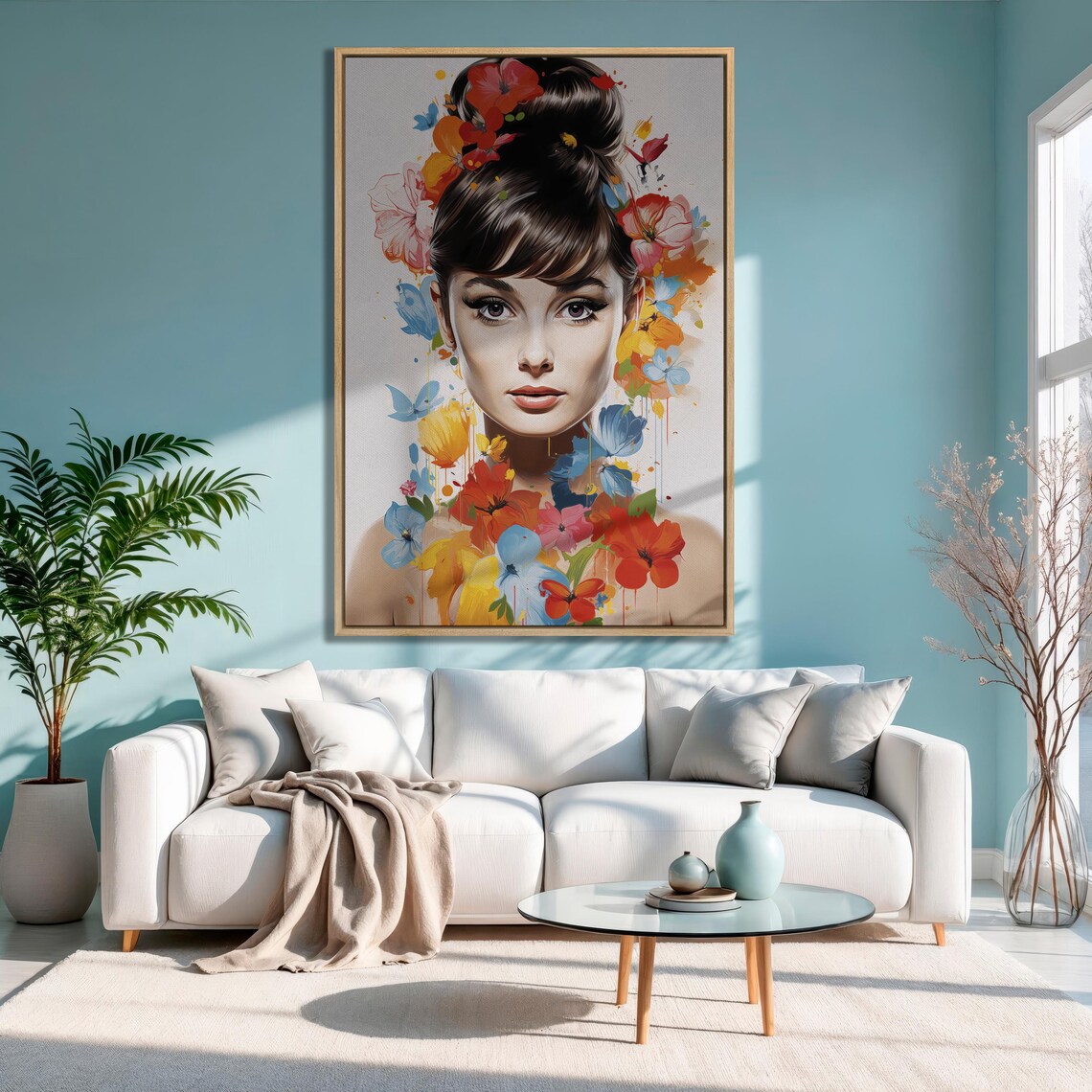 Audrey Hepburn Watercolor Floral Portrait Art Print - Image 2