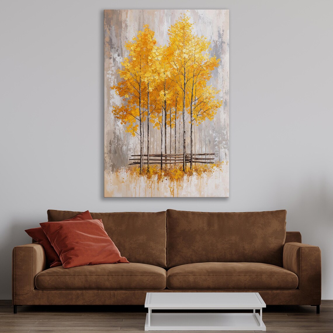 Autumnal Trees Rustic Fall Landscape Art Print - Image 3