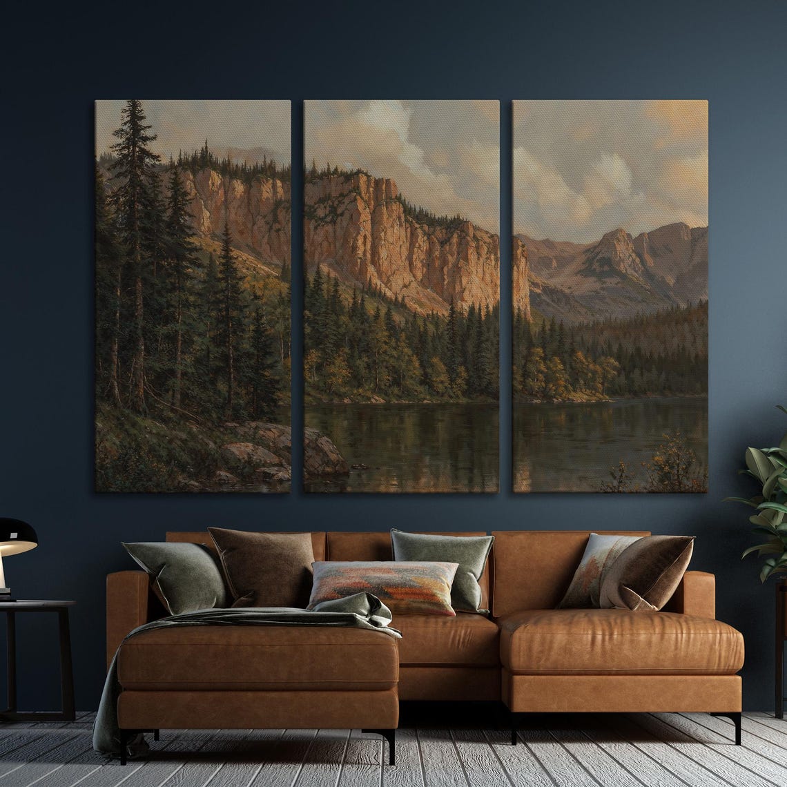Mountain Lake Beneath Towering Cliffs And Pine Forest Landscape Poster - Image 6