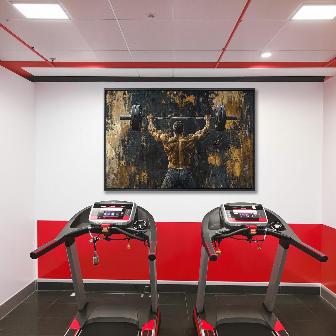 Strongman Back View Overhead Barbell Press Bronze Darkness Poster - Image 5