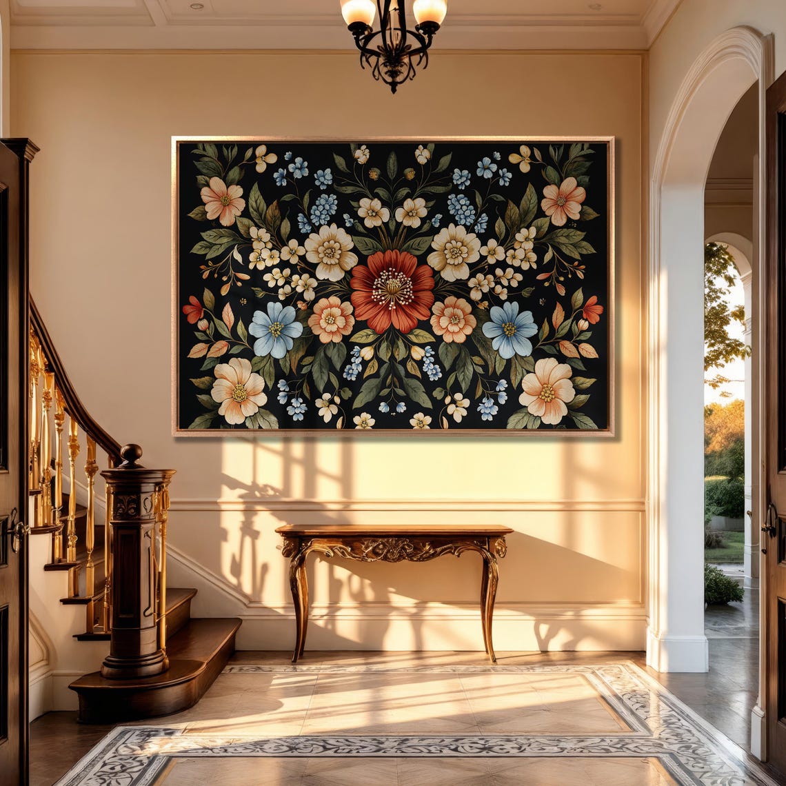 William Morris Style Dark Botanical Floral Pattern Art Poster - Image 5