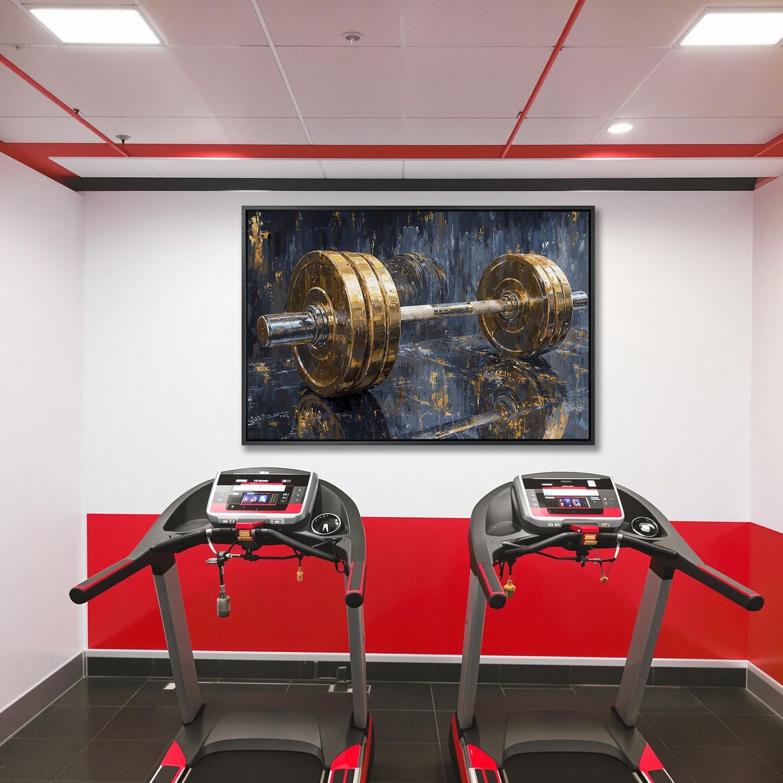 Barbell Abstract Modern Workout Wall Art Print - Image 5