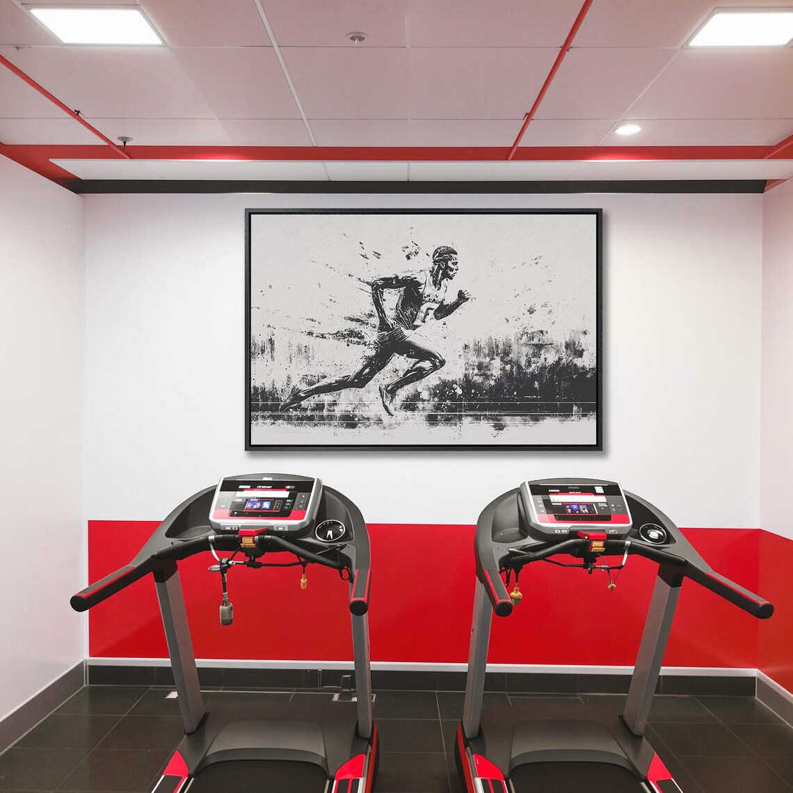Sporty Runner, Black and White Wall Art Print - Image 5