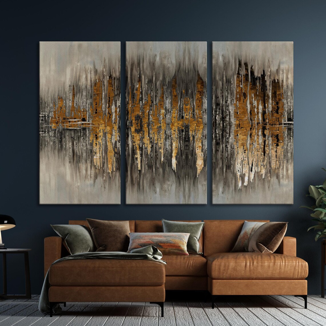 Gold And Grey Abstract Art Print, Contemporary Decor - Image 4