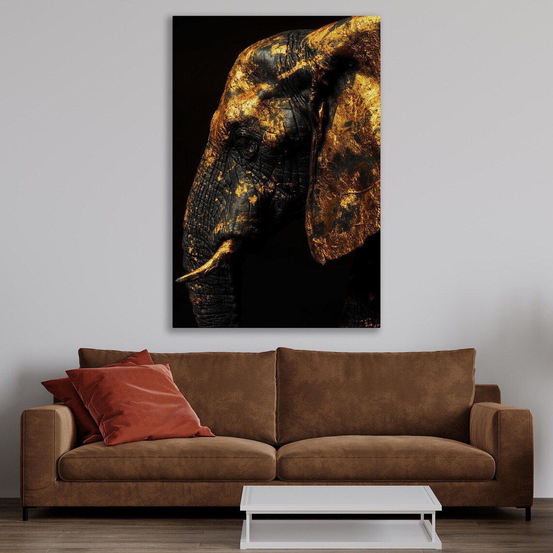 Gilded Elephant Profile, African Safari Poster Print - Image 2