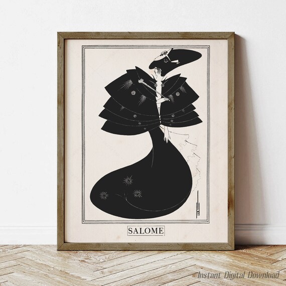 Aubrey Beardsley Salome The Black Cape Oscar Wilde Vintage Art Print