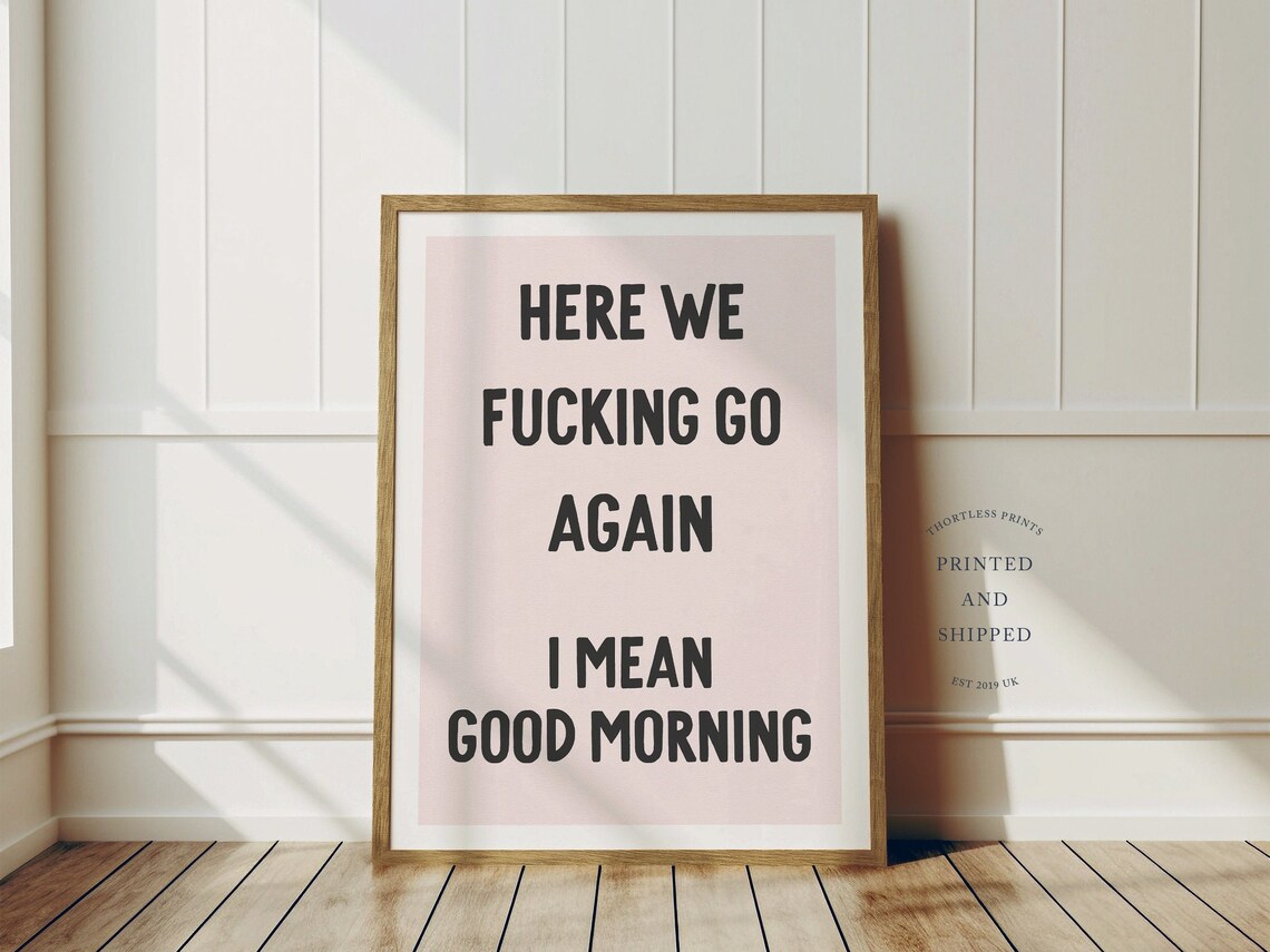 Here We Fucking Go Again Funny Quote Poster