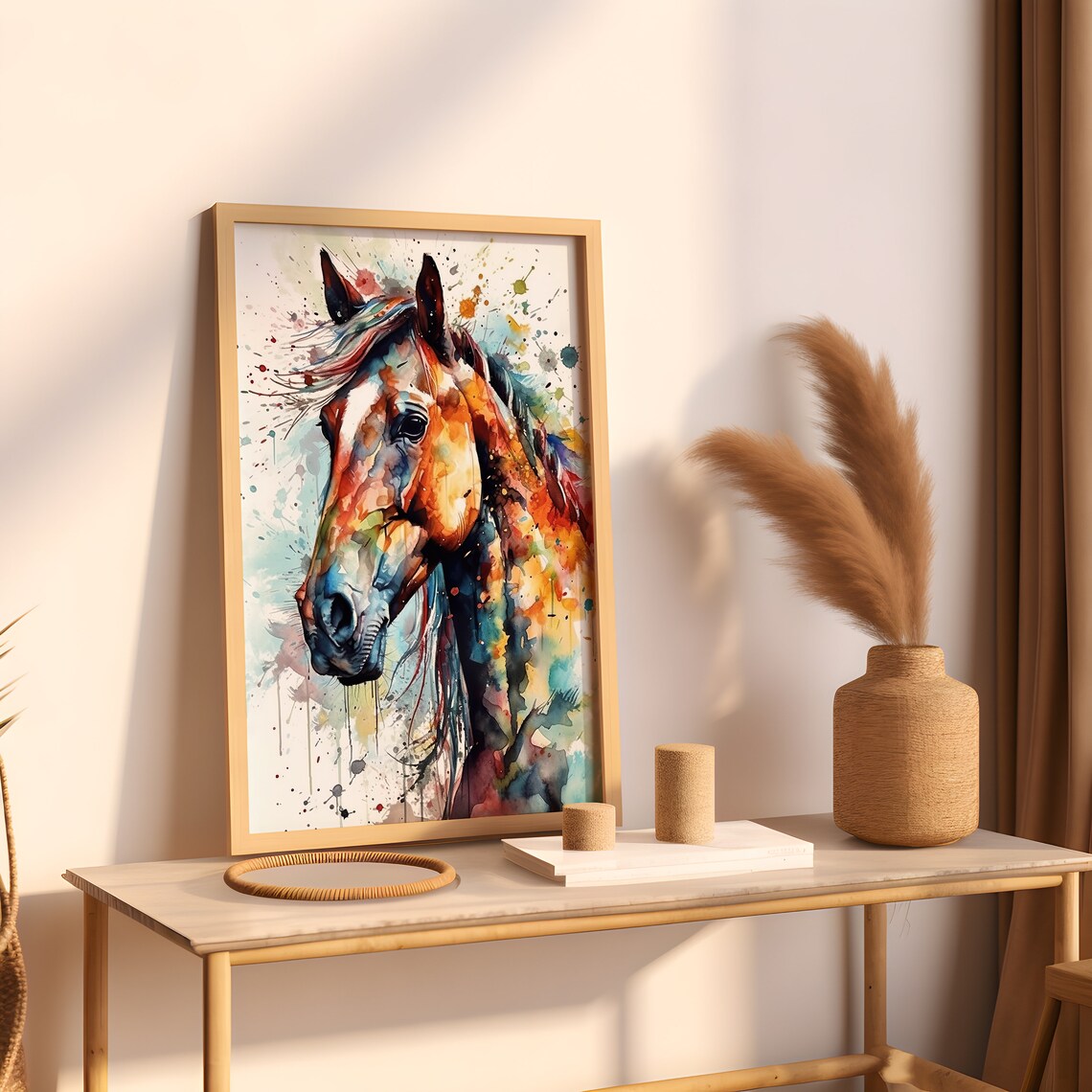 Browm Horse Painting Wall Art Poster Gift Watercolor Colorful Animal Painting Illustration Nature Wall Art Home Decor Print - Image 4
