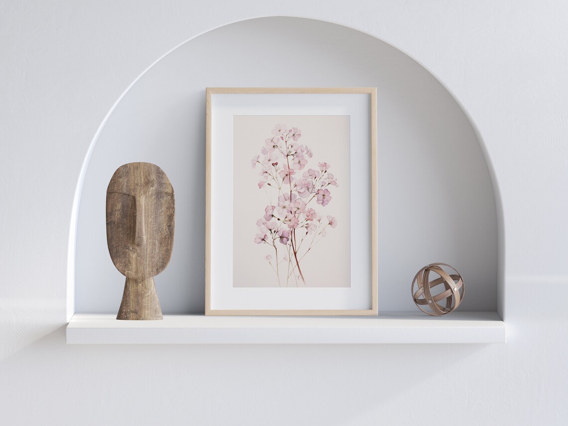 Pink Babys Breath Watercolor Delicate Floral Botanical Art Poster - Image 5
