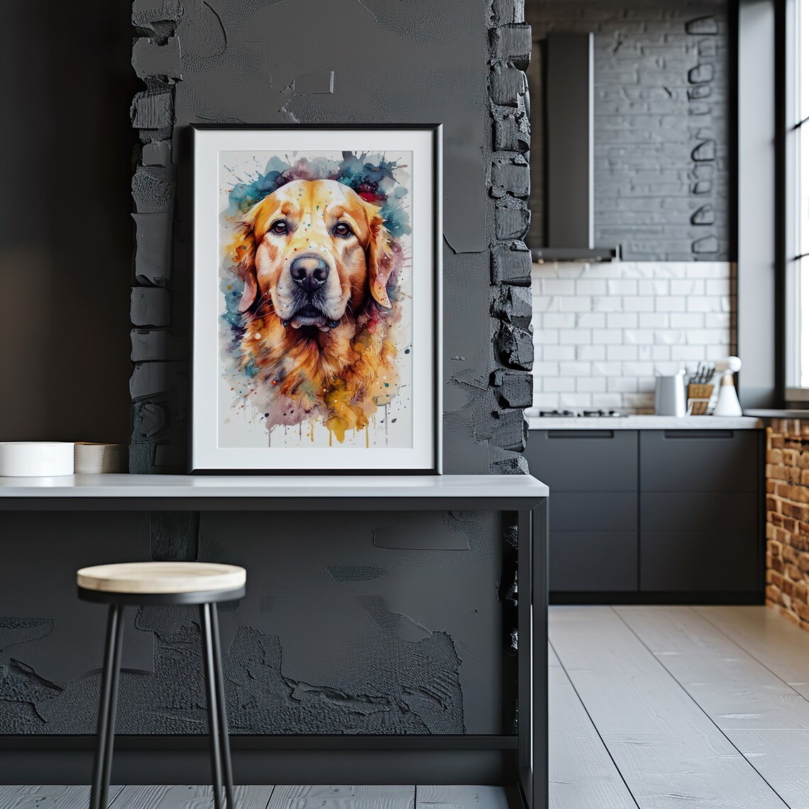Golden Retriever Painting Wall Art Poster Gift Watercolor Colorful Animal Painting Illustration Nature Wall Art Home Decor - Image 5