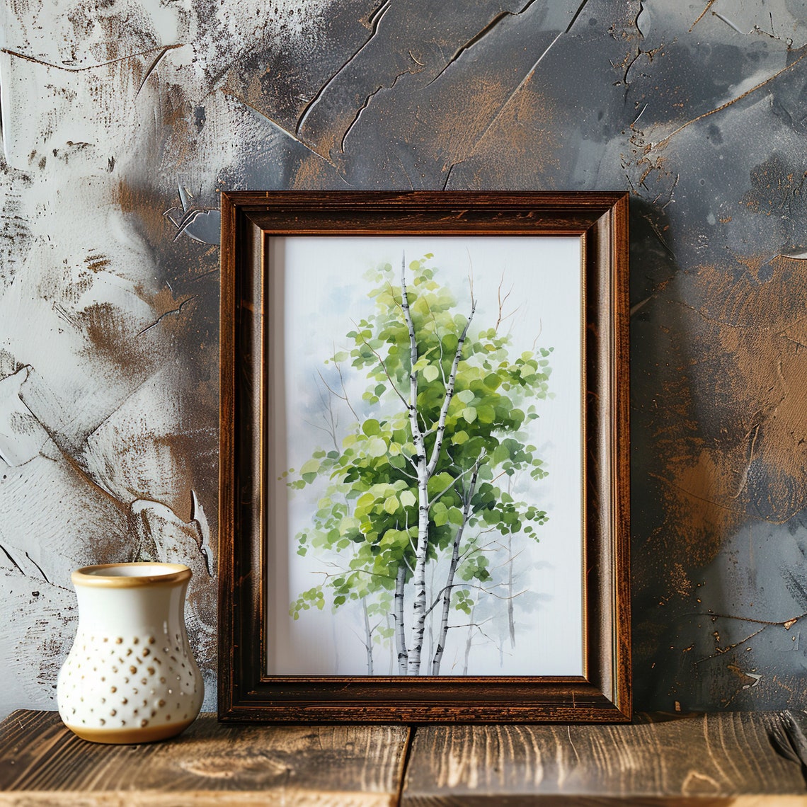 Spring Birch Tree Forest Watercolor Landscape Woodland Art Poster - Image 2