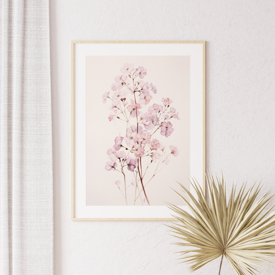 Pink Babys Breath Watercolor Delicate Floral Botanical Art Poster - Image 4