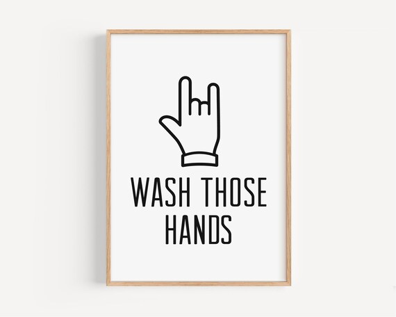 Wash Hands Sign Bathroom Wall Art Funny Bathroom Decor Kids Bathroom Art Humorous Bathroom Rules Print Art