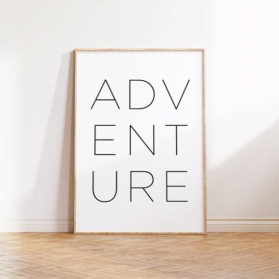 Adventure Minimalist Stacked Black Typography Scandinavian Poster