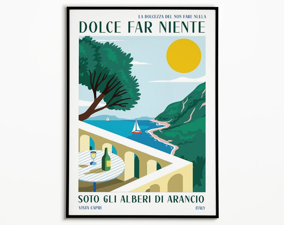 La Dolce Vita Italy Travel Poster, Amalfi Coast
