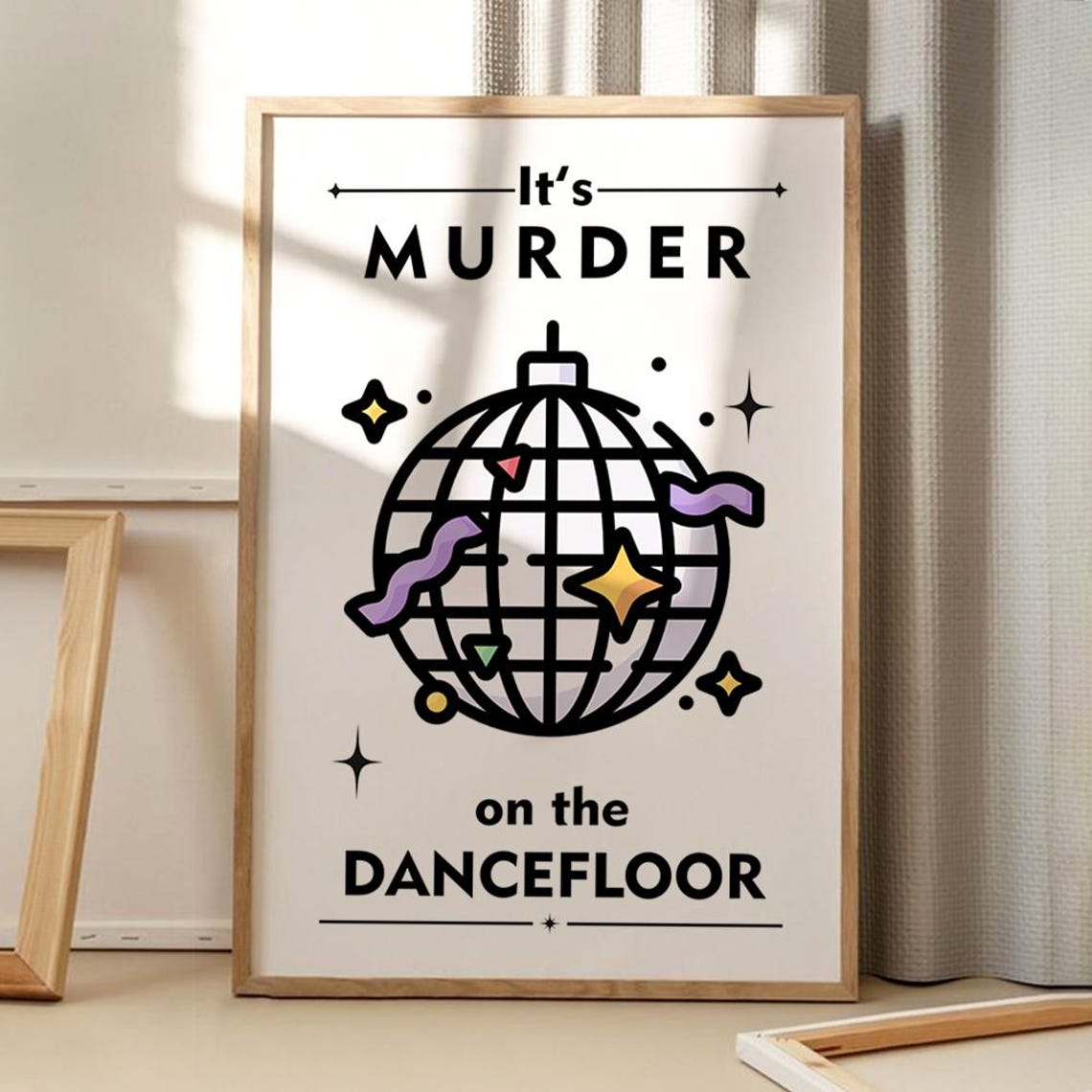 Murder on the Dancefloor Disco Ball Retro Party Quote Poster