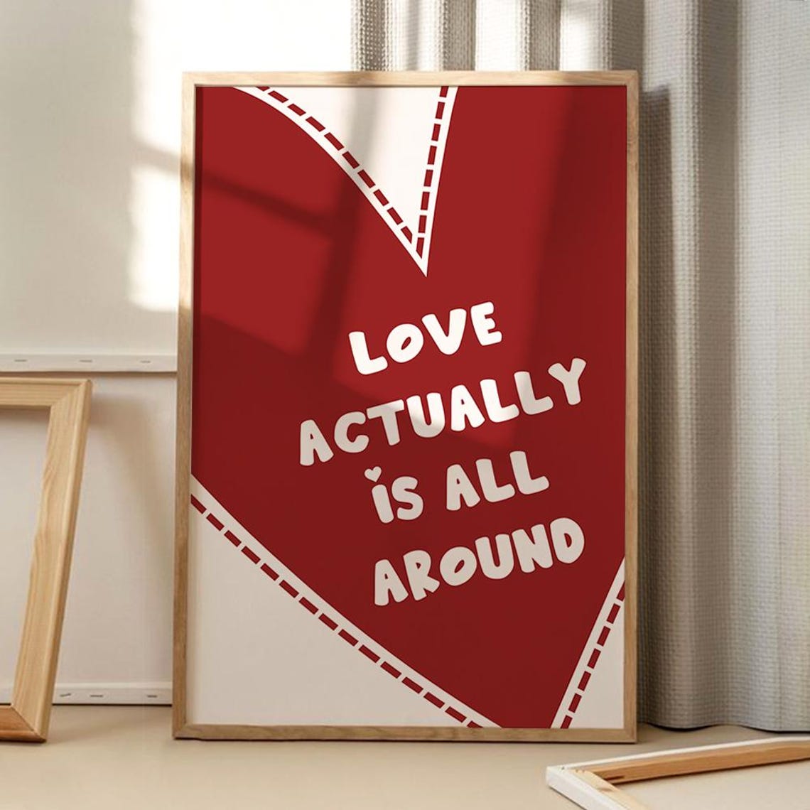 Love Actually Is All Around Big Red Heart Romantic Quote Poster