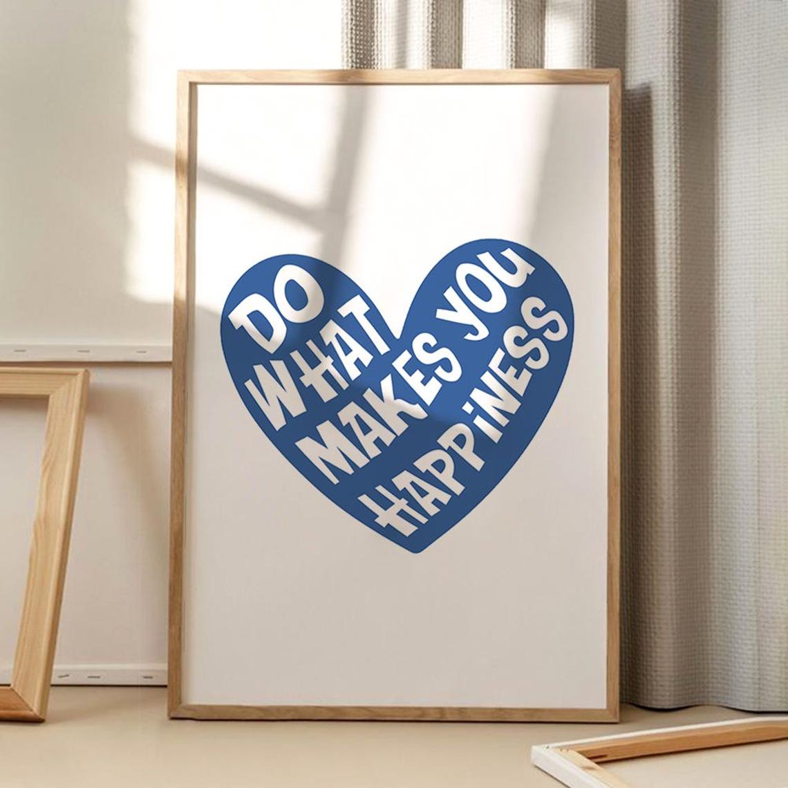 Do What Makes You Happiness Blue Heart Typography Retro Poster