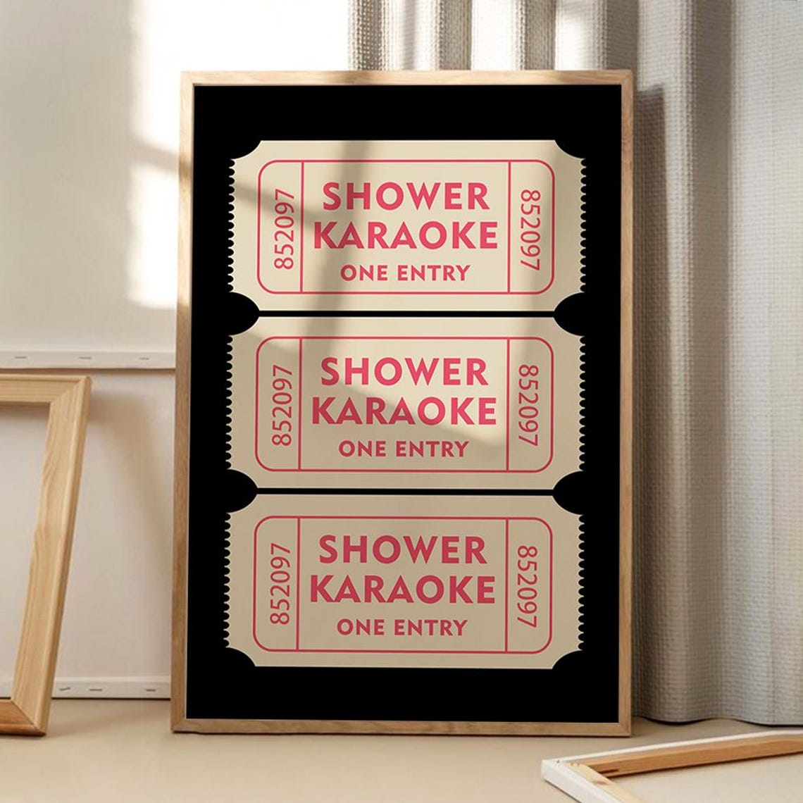 Shower Karaoke One Entry Pink Ticket Stub Funny Music Lover Poster