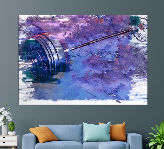 Weightlifting Wall Art Gym Wall Decor Weightlifter Gift Barbell Painting Workout Print Fitness Painting Gym Wall Art