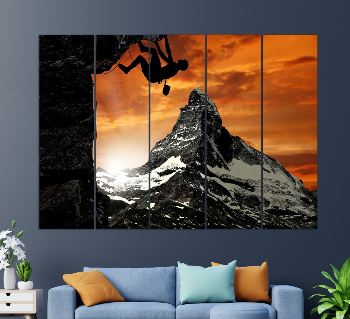 Alpinism Print Mountaineering Wall Art Climbing Painting Climber Gift - Image 3