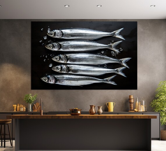 Sardines Print, Fish Shop Kitchen Decor