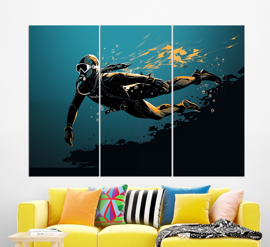 Diving Abstract Scuba Diver Art Print, Gift - Image 2