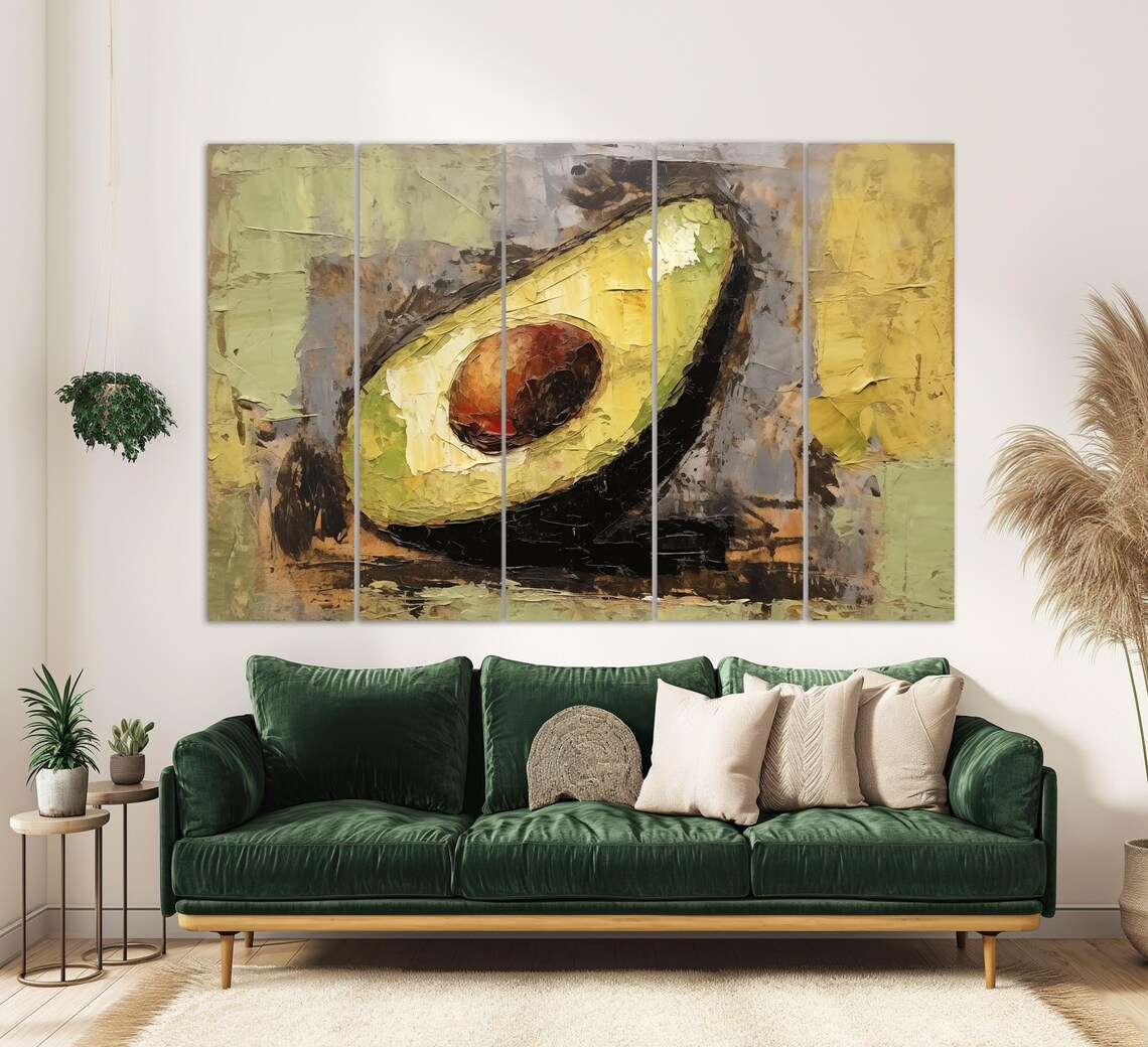 Abstract Avocado Oil Painting Kitchen Wall Art Print - Image 2
