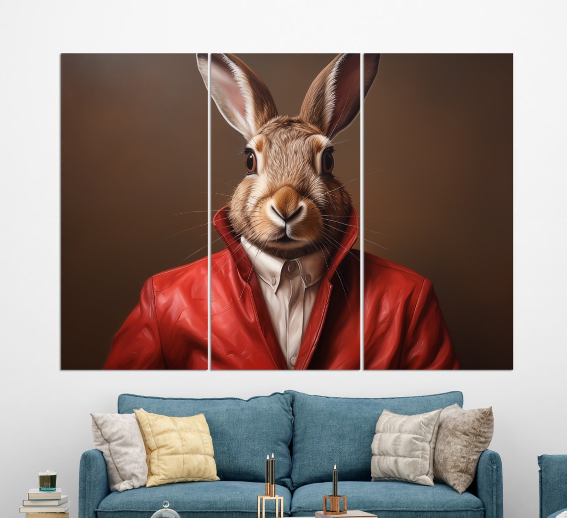 Hare In A Leather Jacket, Hare Painting - Image 3
