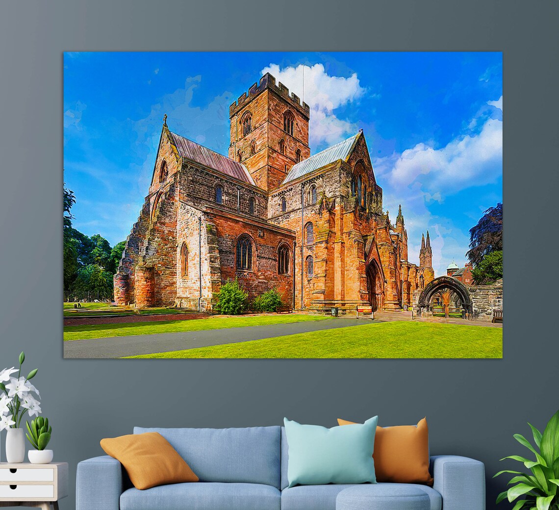 Carlisle Cathedral Cumbria Red Sandstone Medieval Church Travel Poster