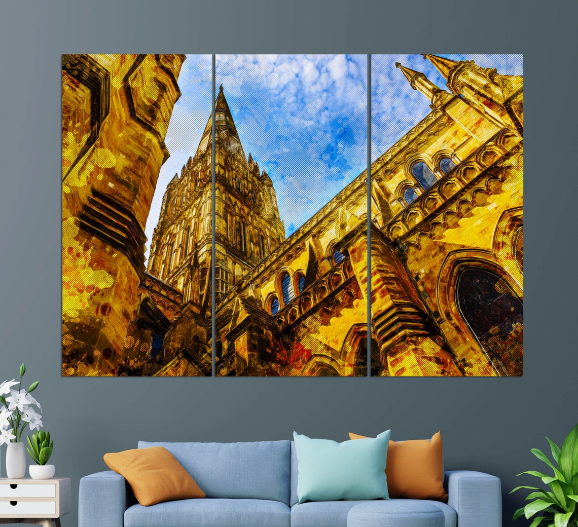 Salisbury Cathedral Print Salisbury Cathedral Painting Salisbury Art - Image 3