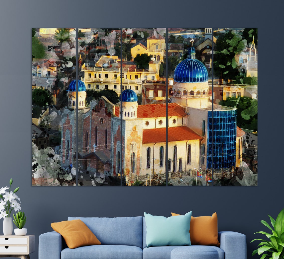 Keren Eritrea Blue Domed Church Aerial Old Town Abstract Poster - Image 3
