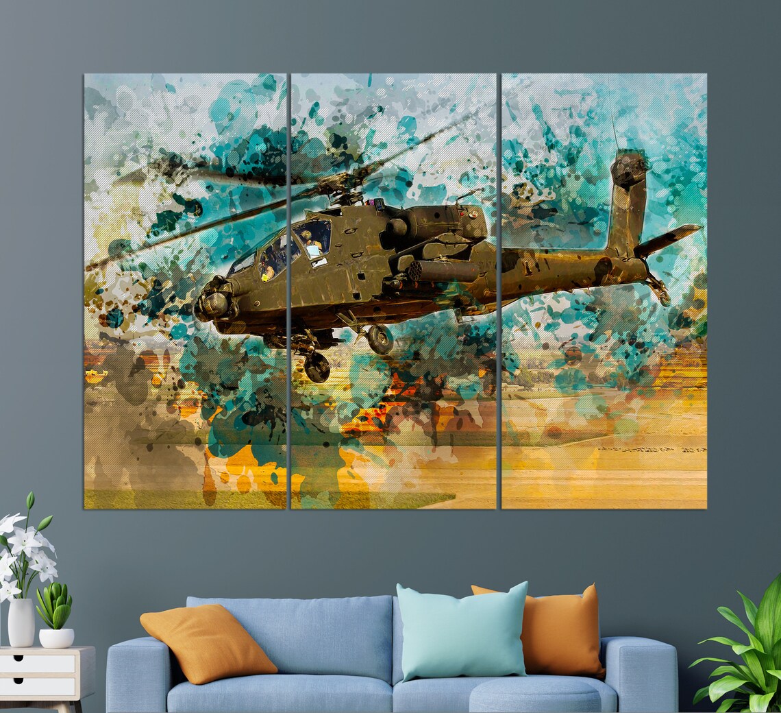 AH-64D Apache Longbow, Military Helicopter Art Print - Image 2