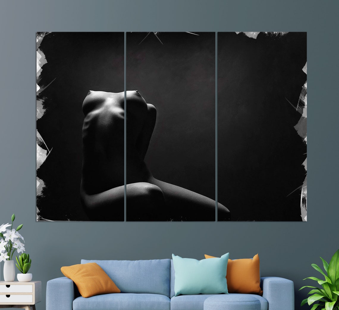 Black And White Seated Nude Woman Artistic Figure Study Poster