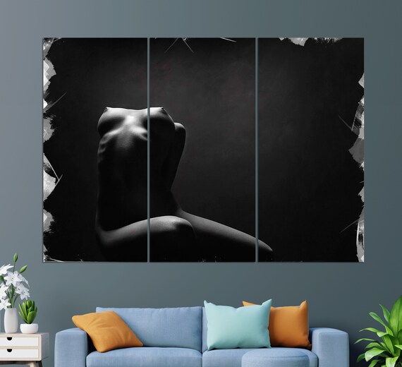 Black And White Seated Nude Woman Artistic Figure Study Poster