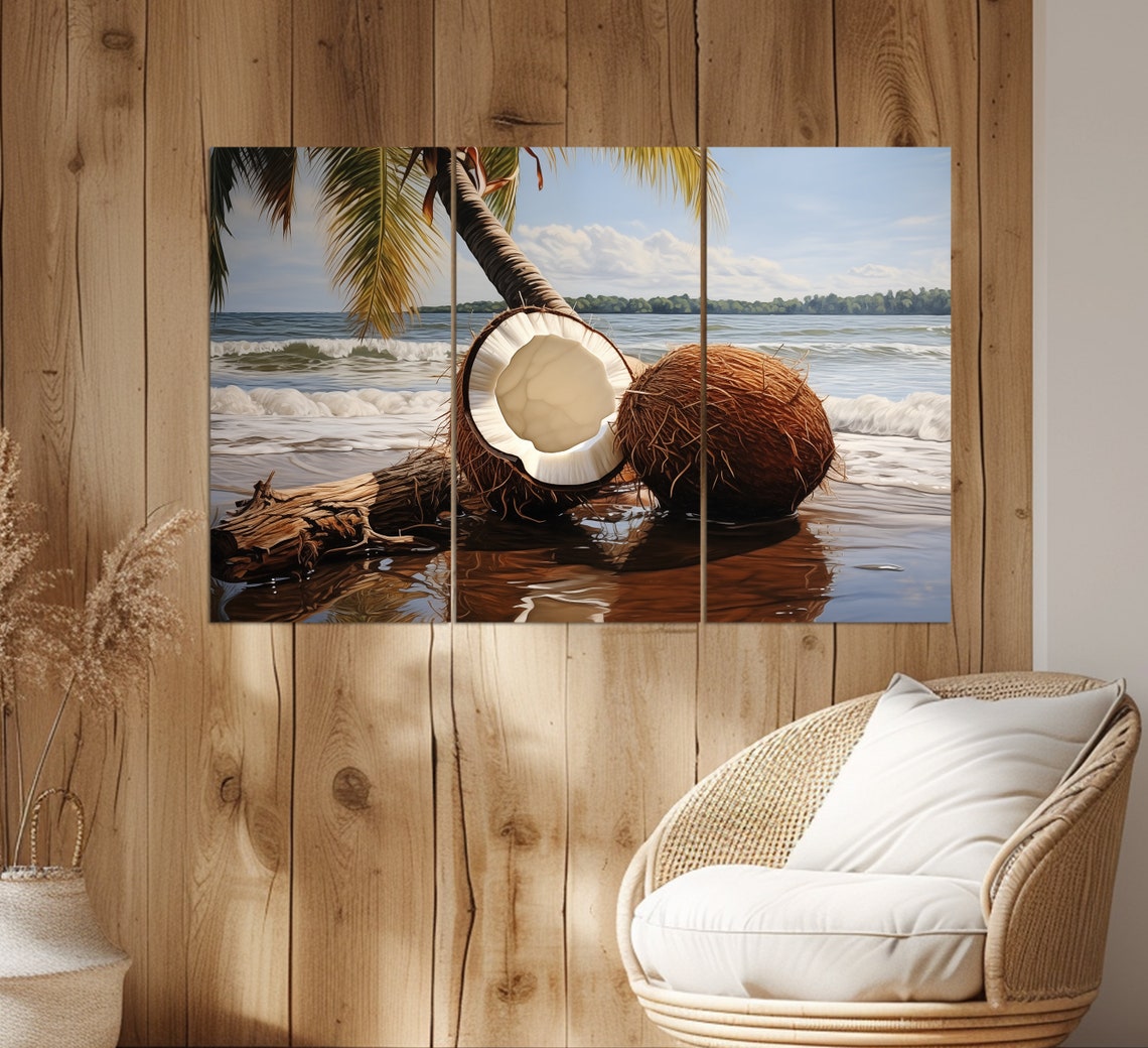 Coconut Under Tropical On Paradise Beach Print Tropical Wall Art Coconut Print Tropical Art - Image 3